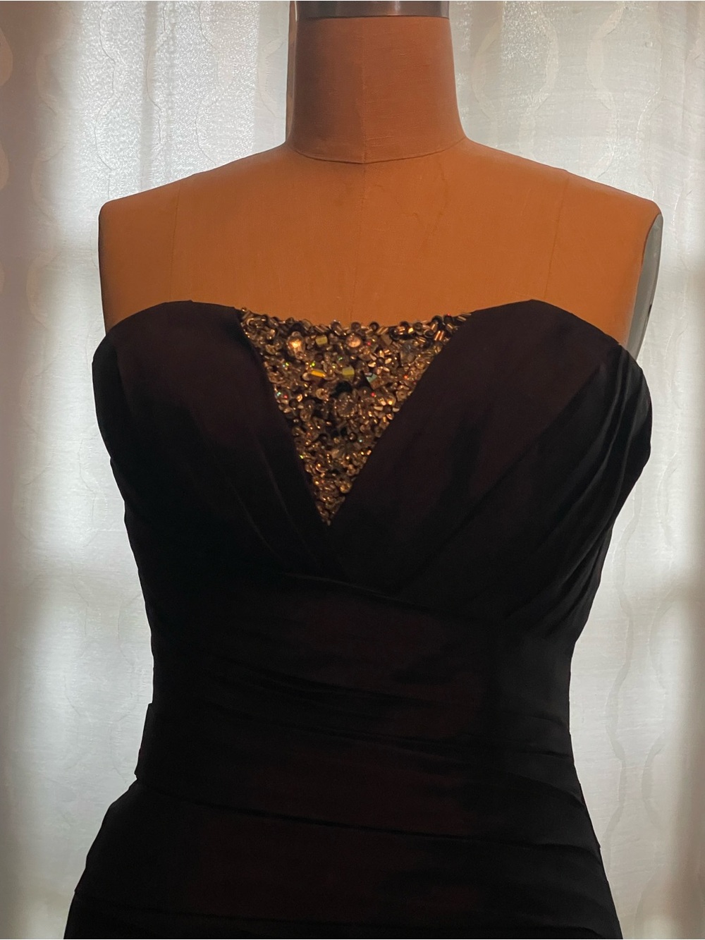 Mori Lee Strapless Black Evening Gown